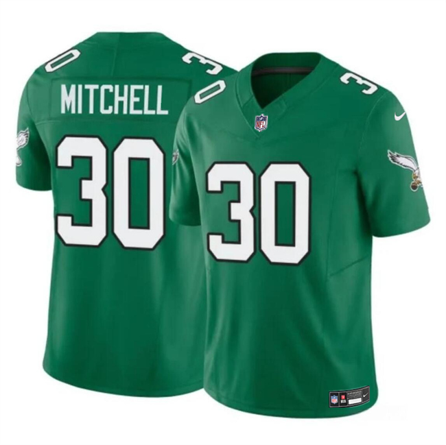 Men's Philadelphia Eagles #30 Quinyon Mitchell Kelly Green 2024 Draft F.U.S.E Vapor Untouchable Throwback Limited Football Stitched Jersey